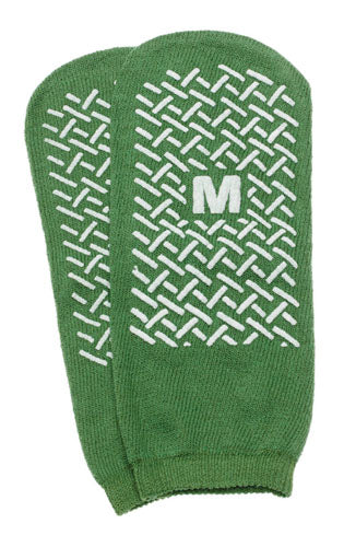 Slipper Socks; Med Green Pair Men's 5-6  Wms 6-7 Child 7-11 (Foot Care Aids) - Img 1