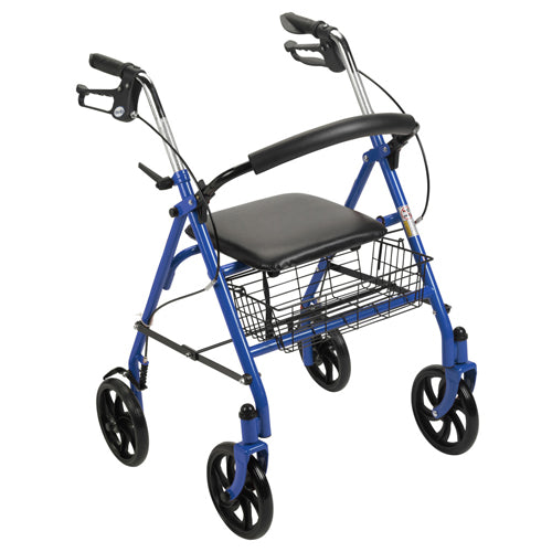 4 Wheel Steel Rollator w/8  Casters & Basket- Loop-Blue (Standard 4-Wheel Rollators) - Img 1