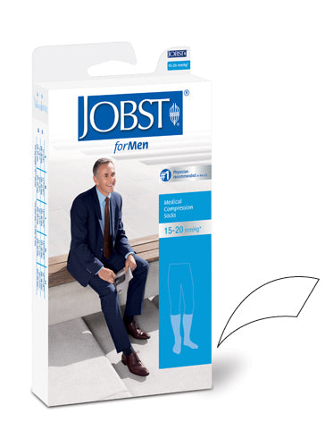 Jobst for Men 15-20 Knee Hi White Small (Jobst Relief 15-20 Knee Highs) - Img 1