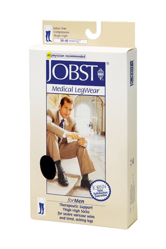 Jobst for Men 30-40 Ribbed Thigh-Hi Black X-Large (Jobst for Men 30-40 Thigh) - Img 1