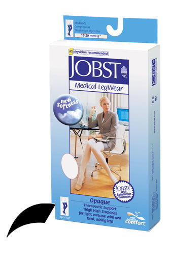 Jobst Opaque Thigh-Hi 15-20 Black Large Open Toe (Jobst Opaque 15-20 Thigh-Hi) - Img 1