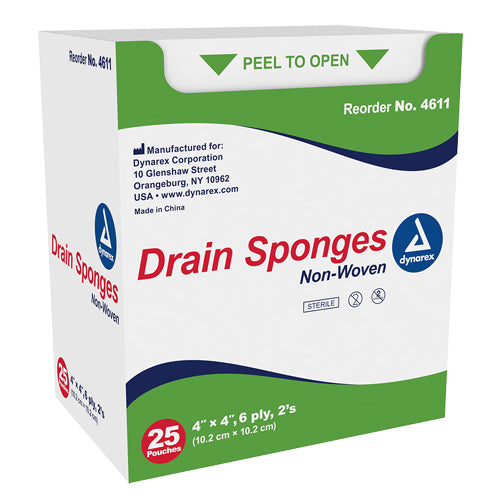 Non-Woven Drain/ IV Sponge 4 x4  6 Ply 25-2/Pk  Sterile (Generic Gauze Sponge&Bandages) - Img 1