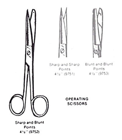 Operating Scissors- Sharp/Blunt- 4 1/2  Straight (Instruments - Scissors) - Img 1