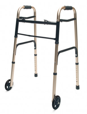 Walker  Adult w/5  Wheels Folding  Gold  Case of 2 (Walkers - Two Button) - Img 1