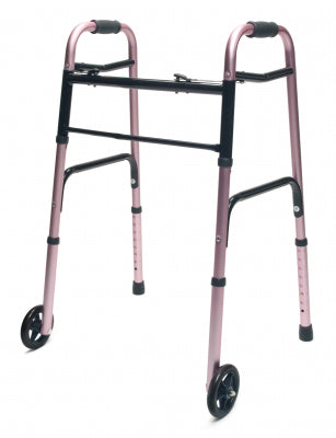Walker  Adult w/5  Wheels Folding  Pink  Case of 2 (Walkers - Two Button) - Img 1