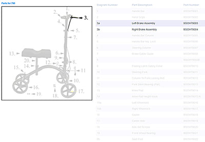 Complete Left Hand Brake for 790 Knee Walker (Knee Walkers/Parts/Acces.) - Img 1