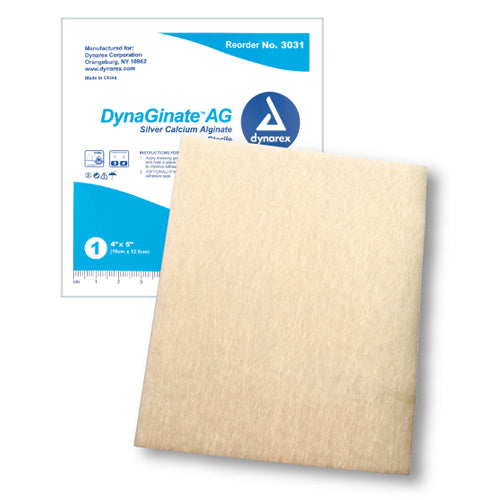 DynaGinate AG Silver Calcium Alginate Dressing 4 x5  Bx/10 (Advanced Wound Care Dressings) - Img 1