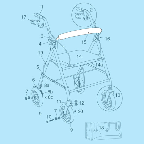 Backrest Replacement For R800 and R900 Rollator Series (Rollator Parts & Accessories) - Img 1