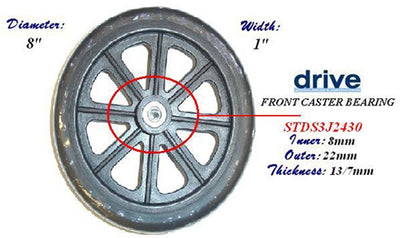 Front Wheel 8  for 10952B & Cruiser WC  (Each) (Wheelchair - Accessories/Parts) - Img 1