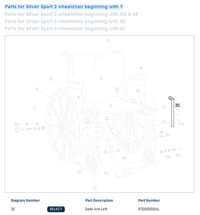 Desk Arm Assembly for Drive Silver Sport  Left  1ea (Wheelchair - Accessories/Parts) - Img 1