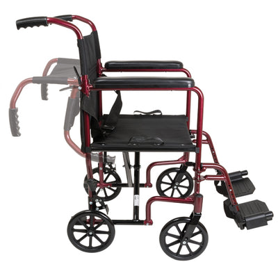 ProBasics Burgundy Aluminum Transport Chair with Footrests (Wheelchair - Transport) - Img 2