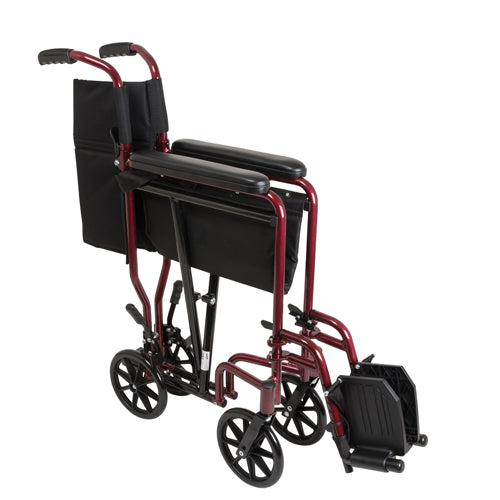 ProBasics Burgundy Aluminum Transport Chair with Footrests (Wheelchair - Transport) - Img 4