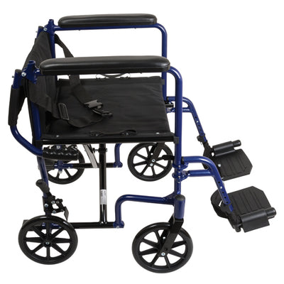 Aluminum Transport Chair w/ Footrests  Blue (Wheelchair - Transport) - Img 2