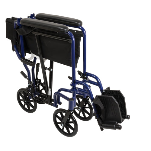 Aluminum Transport Chair w/ Footrests  Blue (Wheelchair - Transport) - Img 3