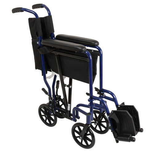 Aluminum Transport Chair w/ Footrests  Blue (Wheelchair - Transport) - Img 4