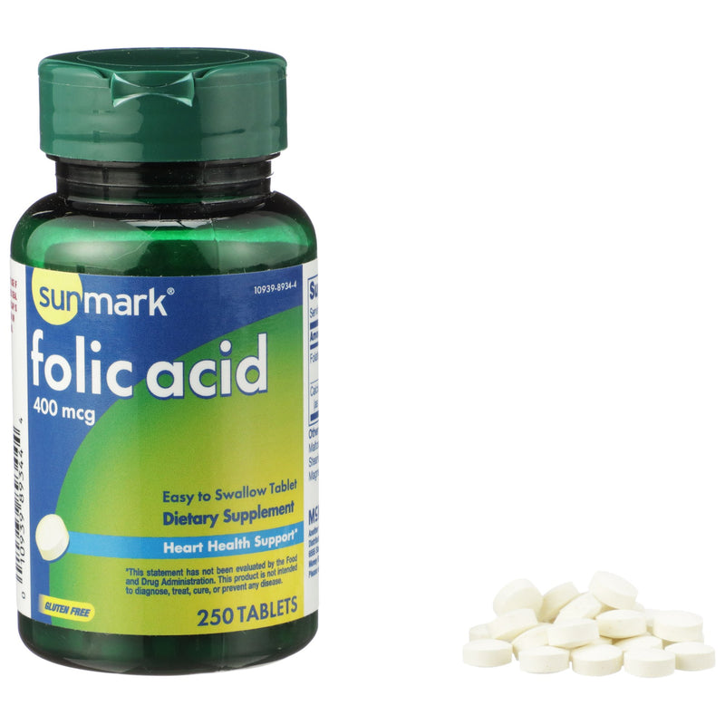 sunmark® Folic Acid Vitamin Supplement, 1 Bottle (Over the Counter) - Img 1