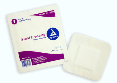 dynarex® White Adhesive Dressing, 4 x 4 inch, 1 Case of 150 () - Img 1