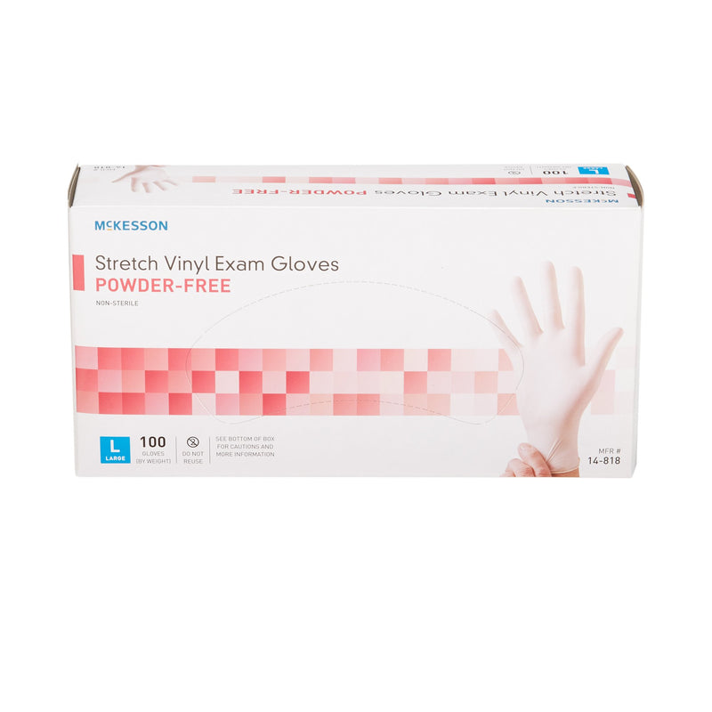 McKesson Stretch Vinyl Exam Glove, Large, Ivory, 1 Box of 100 () - Img 2
