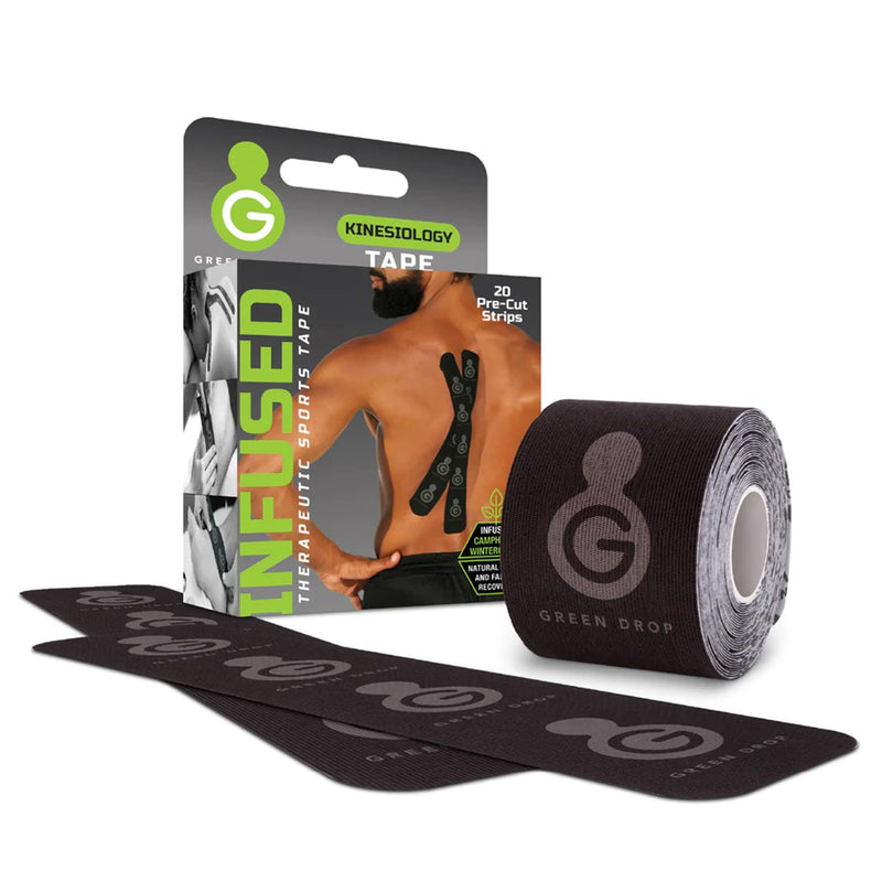 Green Drop Sports Tape, Infused Kinesiology Tape for Recovery - 20 Precut, 10” Strips, 1 Each (General Wound Care) - Img 1