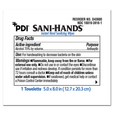 Sani-Hands Hand Sanitizing Wipes, Ethyl Alcohol, Unscented, 5 X 8 Inch, 1 Box of 100 (Skin Care) - Img 2