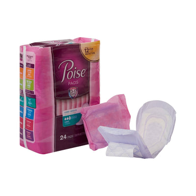 Poise Bladder Control Pad, Long, Light Absorbency, Disposable, Absorb-Loc Core, Female, One Size Fits Most, 1 Case of 96 () - Img 1
