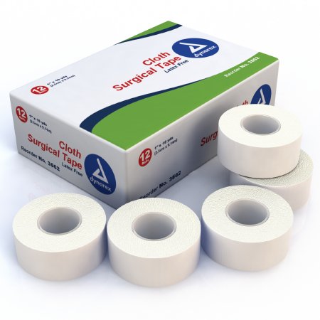 dynarex® Cloth Medical Tape, 1 Inch x 10 Yard, White, 1 Box of 12 (General Wound Care) - Img 1