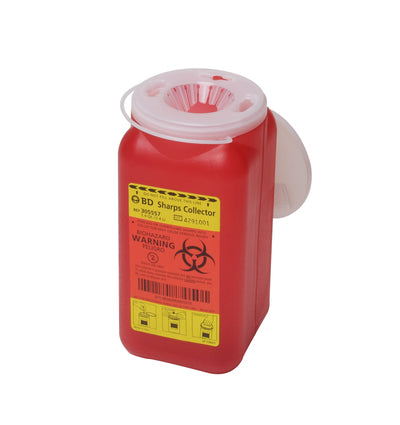 BD™ Red Sharps Container, 1.4 Quart, 7¾ x 3¾ x 3¾ Inch, 1 Each () - Img 1