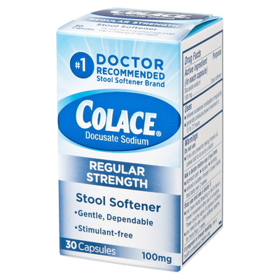 Colace® Docusate Sodium Stool Softener, 1 Box of 30 (Over the Counter) - Img 1