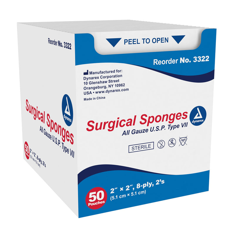 Dynarex® Sterile Gauze Sponge, 2 x 2 Inch, 1 Case of 30 (General Wound Care) - Img 1