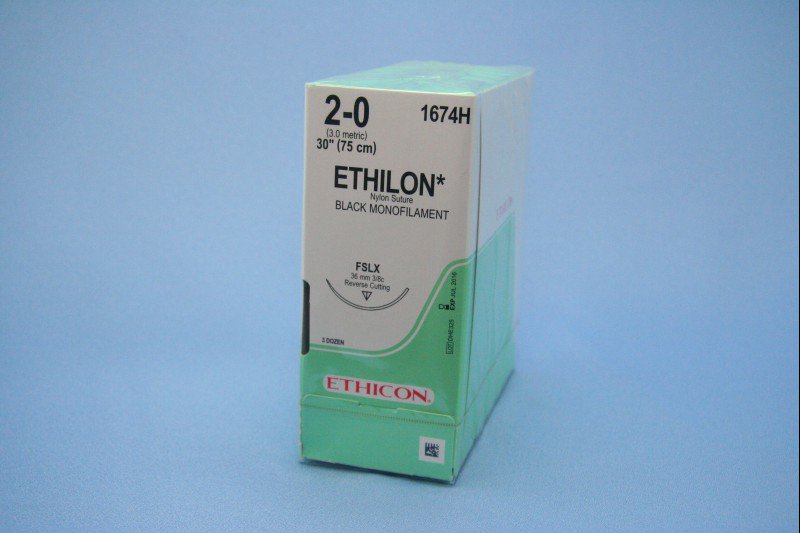 Ethilon™ Suture with Needle, Size 2-0, 1 Dozen (Sutures with Needles) - Img 1