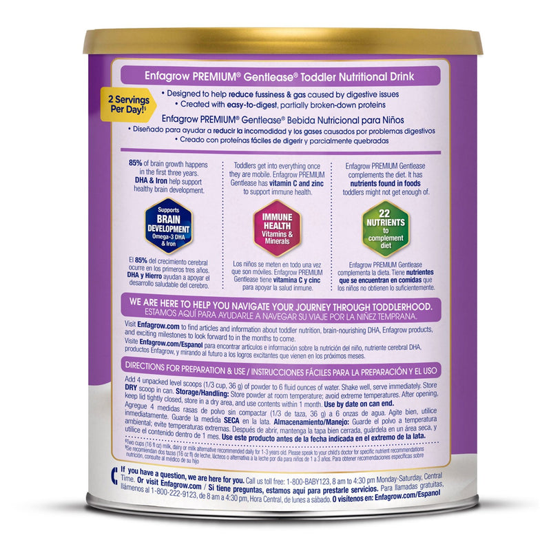 Enfagrow Premium™ Gentlease® Toddler Pediatric Oral Supplement, 29.1 oz. Can, 1 Each () - Img 2