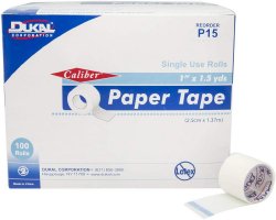 Caliber™ Paper Medical Tape, 1 inch x 1-1/2 Yard, White, 1 Box of 100 (General Wound Care) - Img 1