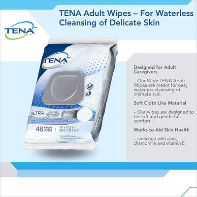 Tena Classic Disposable Washcloth, Alcohol-Free, Scented, Convenient, Regular Use, 1 Pack of 48 (Skin Care) - Img 4