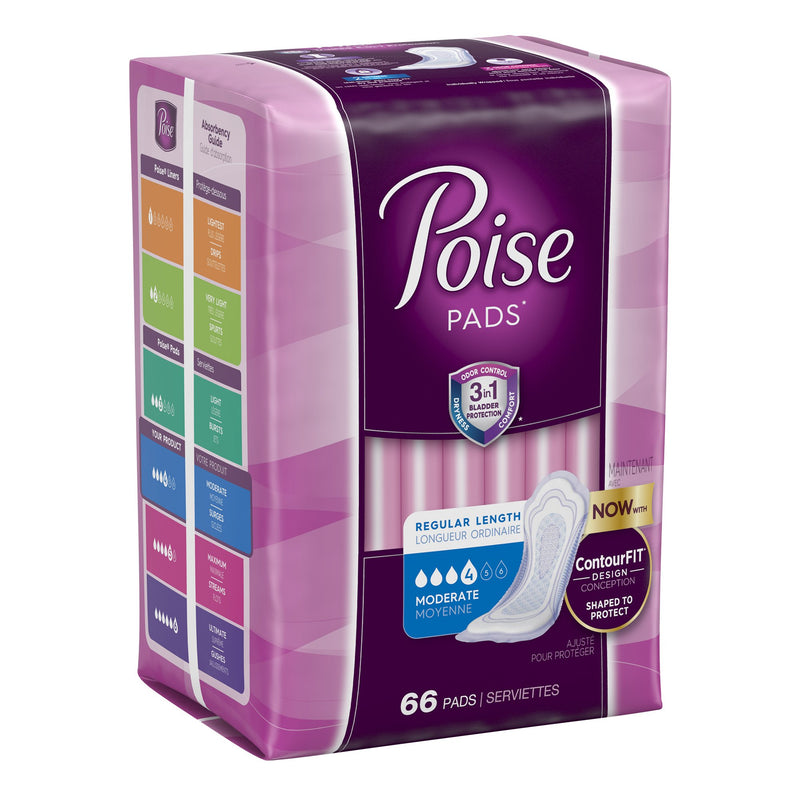 Poise® Moderate Bladder Control Pad, Regular Length, 1 Case of 132 () - Img 3
