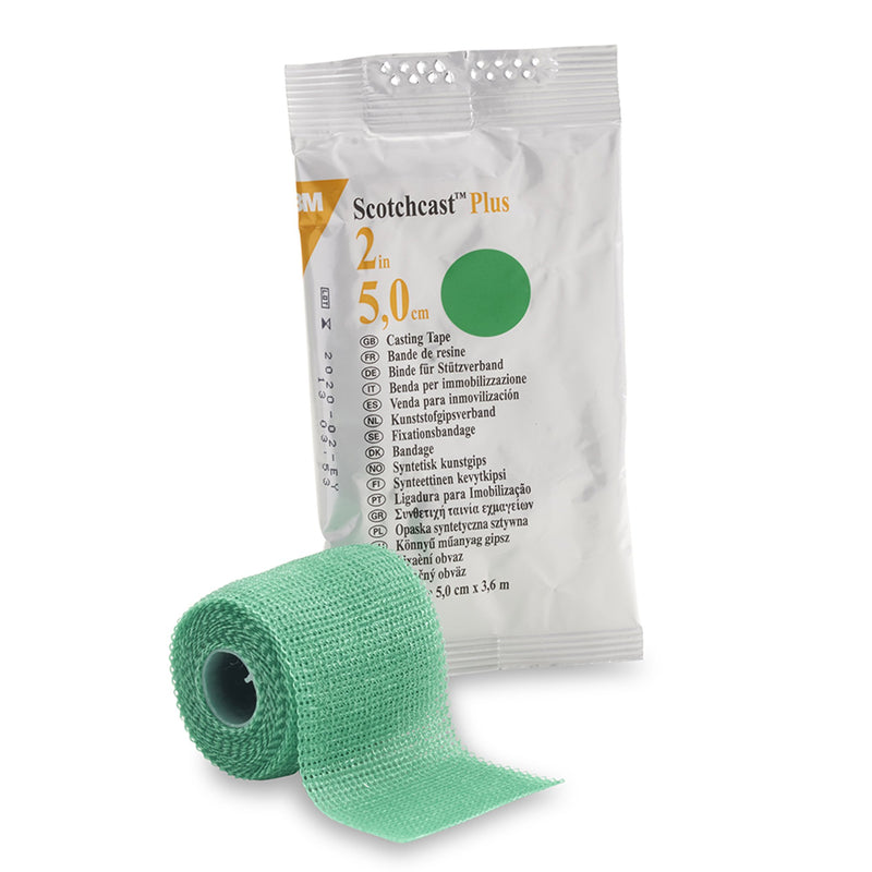 3M™ Scotchcast™ Plus Cast Tape, Green, 2 Inch x 4 Yards, 1 Box of 10 (Casting) - Img 1