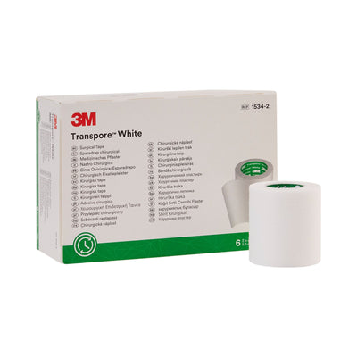 3M™ Transpore™ Plastic Medical Tape, 2 Inch x 10 Yard, White, 1 Case of 60 (General Wound Care) - Img 1