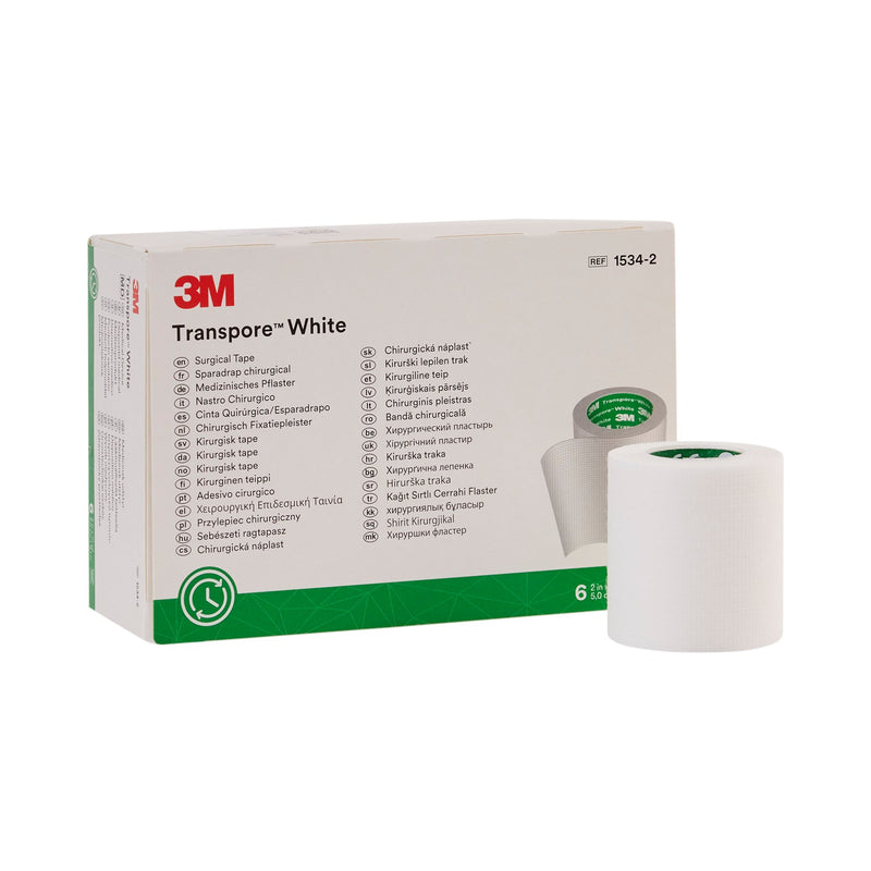 3M™ Transpore™ Plastic Medical Tape, 2 Inch x 10 Yard, White, 1 Each (General Wound Care) - Img 1