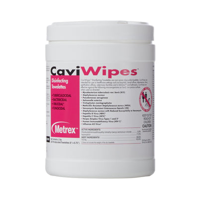 Metrex CaviWipes Surface Disinfectant Alcohol-Based Wipes, Non-Sterile, Disposable, Alcohol Scent, Canister, 6 X 6.75 Inch, 1 Case of 12 (Cleaners and Disinfectants) - Img 1