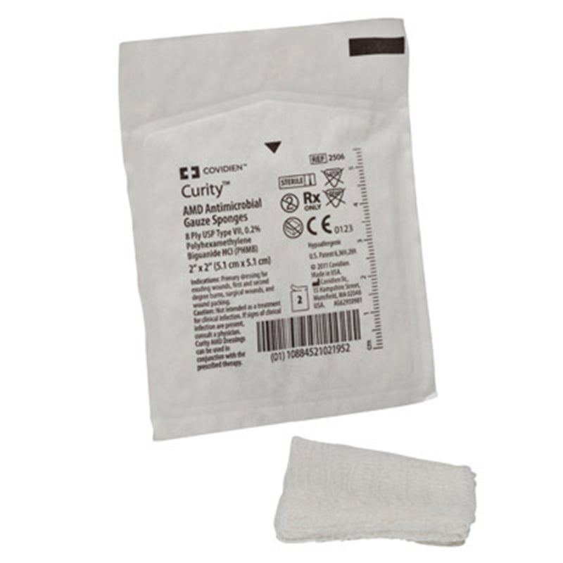 Curity™ AMD™ Sterile Antimicrobial Gauze Sponge, 2 x 2 Inch, 1 Pack (General Wound Care) - Img 1