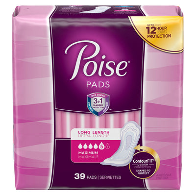 Poise® Maximum Bladder Control Pad, 14.6 Inch Length, 1 Pack of 39 () - Img 1