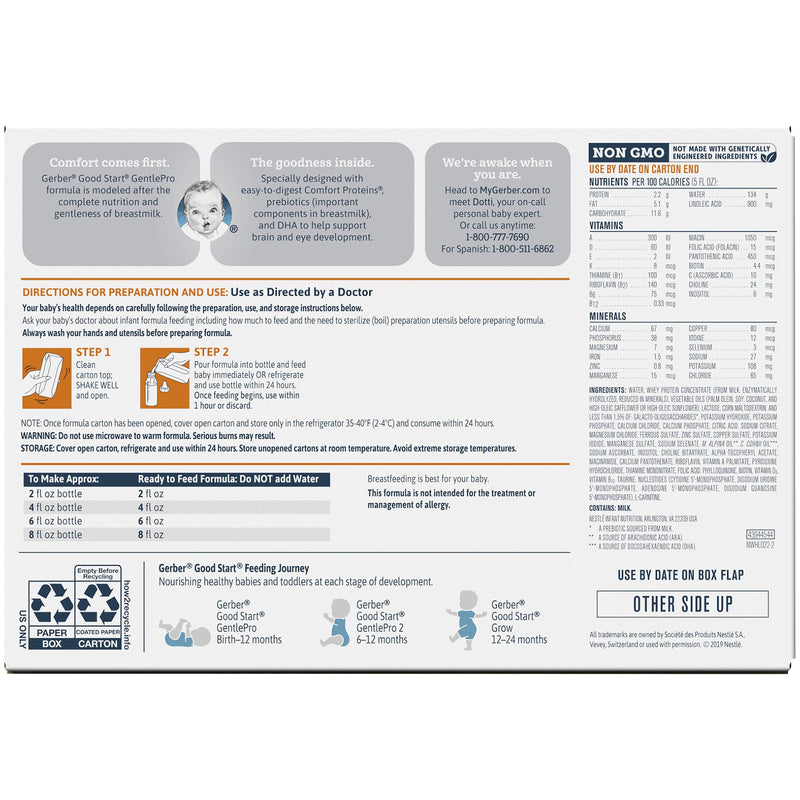 Gerber® Good Start® Gentle NonGMO Ready to Use Infant Formula, 8.45 oz. Tetra-Pak, 1 Each () - Img 2