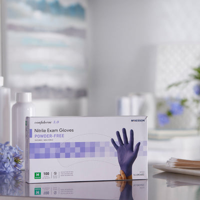 McKesson Confiderm® 3.0 Nitrile Exam Glove, Medium, Blue, 1 Box of 100 () - Img 6