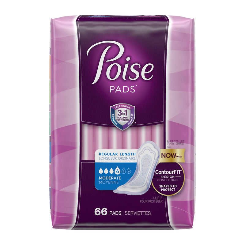 Poise® Moderate Bladder Control Pad, Regular Length, 1 Case of 132 () - Img 1