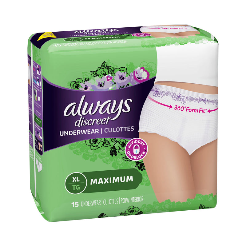 Always® Discreet Maximum Absorbent Underwear, Extra Large, 1 Case of 45 () - Img 1