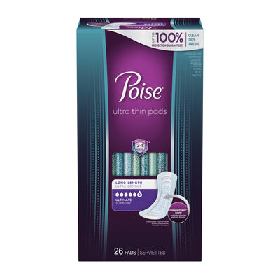 Poise® Fresh Protection™ Ultra Thin Pads, Ultimate Long, 1 Pack of 26 () - Img 1