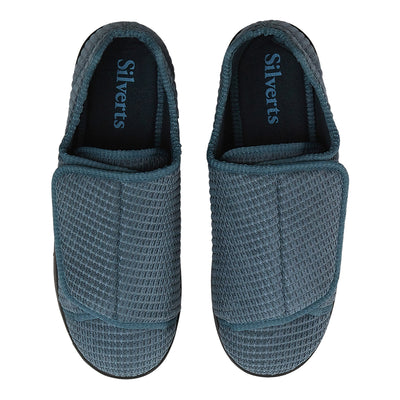 Silverts® Men's Double Extra Wide Slip Resistant Slippers, Steel, Size 8, 1 Pair (Slippers and Slipper Socks) - Img 2