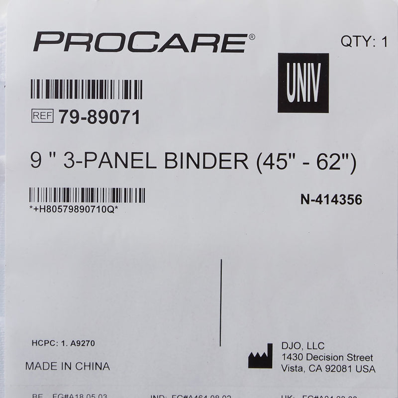 ProCare® 3-Panel Abdominal Support, One Size Fits 45 - 62 Inch Waists, 9-Inch Height, 1 Each (Immobilizers, Splints and Supports) - Img 5