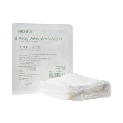 McKesson Sterile X-ray Detectable Gauze Sponge, 4 x 8 Inch, 1 Case of 800 (General Wound Care) - Img 1