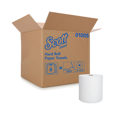 Scott Paper Towels, Hardwound, Continuous Roll, 8", White, 1 Case of 6 (Paper Towels) - Img 1