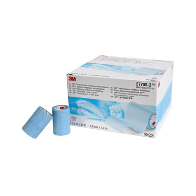 3M™ Micropore™ S Silicone Medical Tape, 2 Inch x 1-1/2 Yard, Blue, 1 Case of 250 (General Wound Care) - Img 1